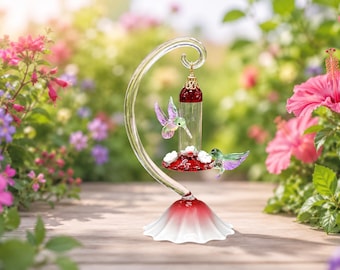 Handmade Glass Hummingbird Feeder