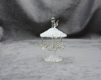 Handmade Blown Glass Angel Carousel with 22K Gold Trim