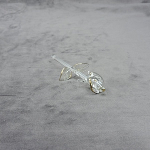 Handmade Blown Glass Rose Bud with 22K Gold Trim