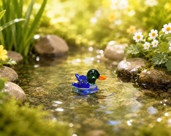Handmade Glass Mini Mallard Duck