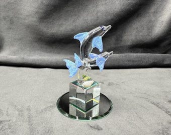 Hand Made Blown Glass Under Water Fun Dolphins