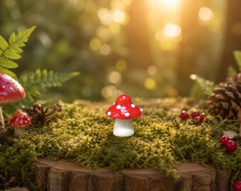 Hand Made Blown Glass Mini Red Mushroom