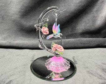 Hand Made Blown Glass Hanging Hummingbird