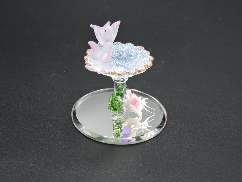 Hand Made Blown Glass Bird Bath Birdie Splash Etsy