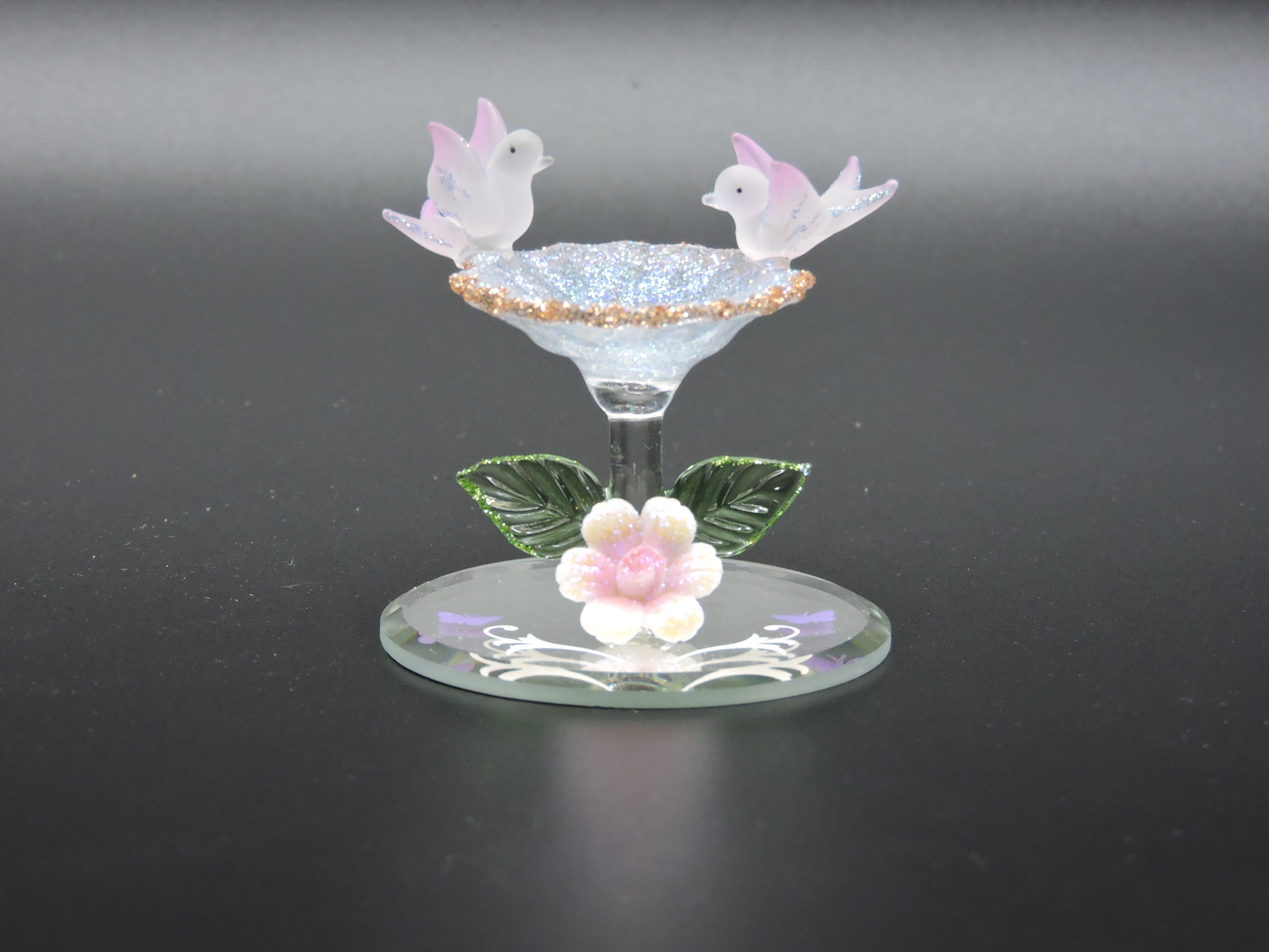 Hand Made Blown Glass Bird Bath Birdie Splash Etsy