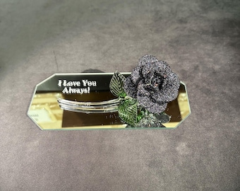 HandMade Blown Glass Rose  - Black Glass Rose