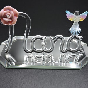 Hand Made Glass Nana with a porcelain rose and glass angel