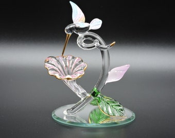 Hand Made Glass Calla Lily Flower with Hummingbird - Sweet Nectar