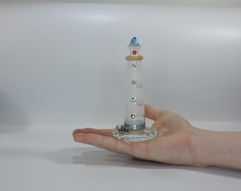 Handmade Blown Glass Lighthouse - Beacon of Light
