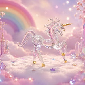 Handmade Blown Glass Prancing Unicorn trimmed with 22K Gold