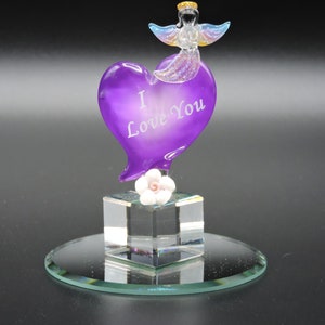 Hand Made Glass Angel Love Heart