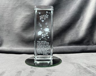 3D Glass Laser Cube - Wife Poem