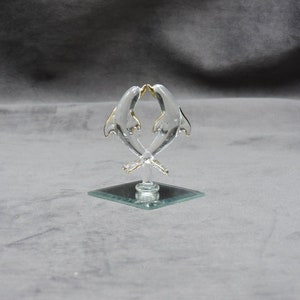 Handmade Glass 2 Kissing Dolphins with 22K Gold Trim