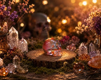Hand Made Blown Glass Mini Skull