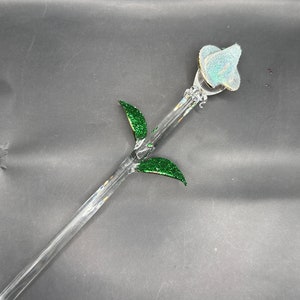 HandMade Blown Glass Rose Bud - White Rose Bud