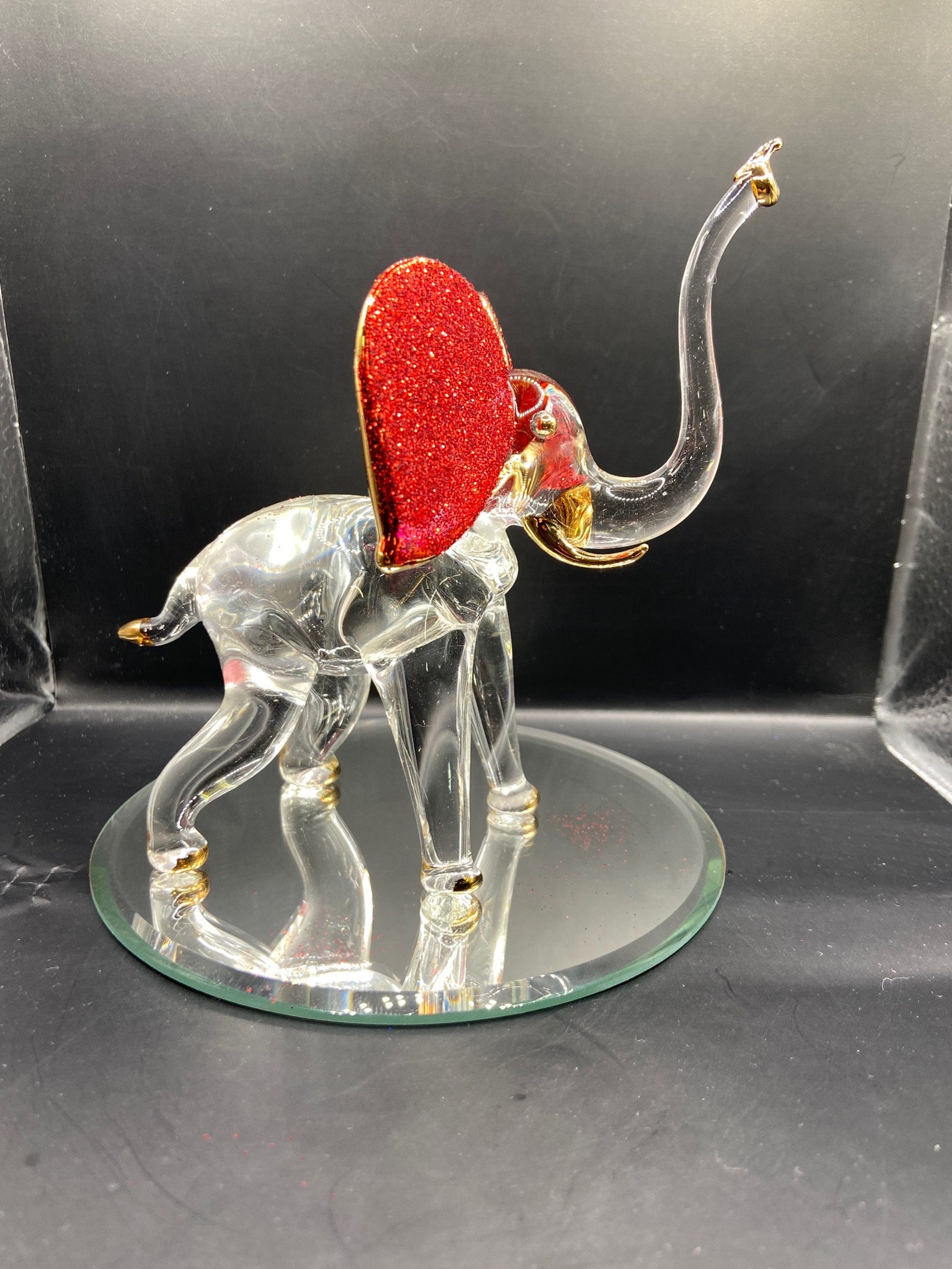 Handblown Glass Elephant Elephant Red Etsy