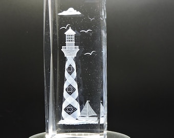 3D Glass Laser Cube Lighthouse