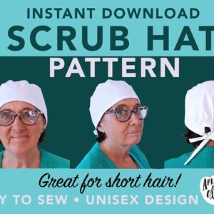 Woman's Unisex Scrub Hat Pattern Easy Sewing Pattern | Etsy