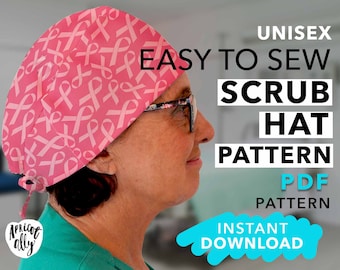 Woman's Unisex Scrub Hat Pattern, Easy Sewing Pattern, Medical Hat, Surgical Cap PDF, Sew Scrub Hat Instructions, PDF Download - SCHM002