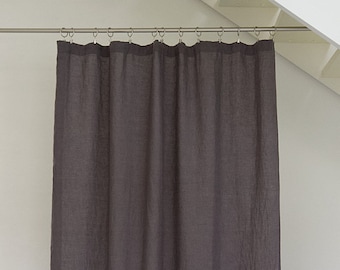 Anthrazitfarbener Leinenvorhang, 139 cm breit