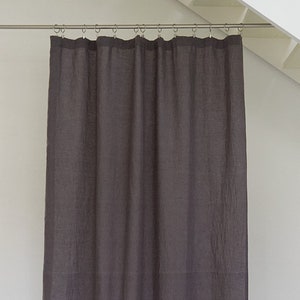 Pannello per tende in lino naturale per ganci, clip o anello. Tende per finestre in lino stonewashed color antracite. Tenda per porte e finestre. Larghezza 55&quot;, 91&quot;.