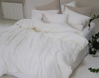 Funda nórdica de lino lavado a la piedra: ropa de cama orgánica suavizada
