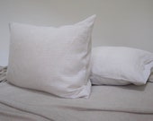Checked Linen Pillowcase. Linen pillow case in small natural checks. Handmade, washed pillow cover. US Full, US Queen, US King, Euro size