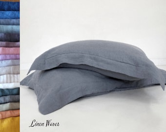 Sham Linen Pillow Case in various colors. Handmade, stone washed linen pillowcase. US Standard, Queen, King, Euro sham. Custom Sizes
