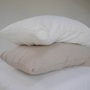White Linen Pillow Case. Handmade, stone washed linen pillowcase with envelope closure. Standard, Queen, King, Euro Custom Sizes