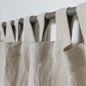 Tab Top Linen Curtains | Custom Size Natural Linen Drapes | Lightweight Window Treatment I Natural Linen Fabric Window Curtains