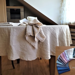 Natural Linen Round, Square, Rectangular Tablecloth. Linen table cloth in various colors. Custom size table linens. Width up 92"/235cm