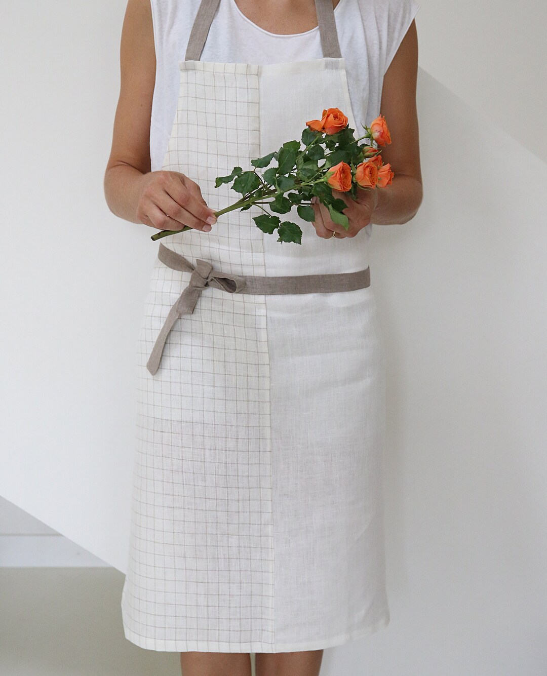 White Linen Apron. White Apron. Handmade Washed Long Linen Etsy UK