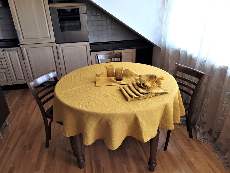 Linen Tablecloth in Mustard Yellow. Various Color. Handmade Etsy