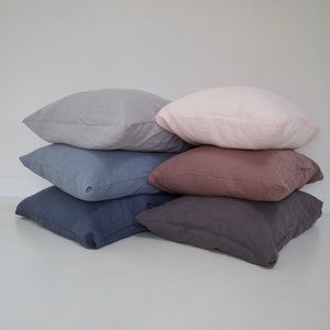 Linen Pillow Case in various colors. Handmade, stone washed linen pillowcase with envelope closure. Standard, Queen, King, Euro Custom Sizes