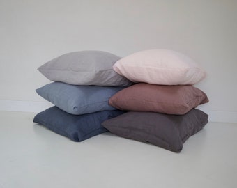 Linen Pillow Case in various colors. Handmade, stone washed linen pillowcase with envelope closure. Standard, Queen, King, Euro Custom Sizes