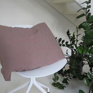 Linen Pillow Case in woodrose. Handmade, stone washed linen pillowcase with envelope closure. Standard, Queen, King, Euro Custom Sizes