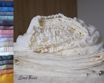Stone Washed Linen Fitted Sheet: Organic European Bedding, Custom Size