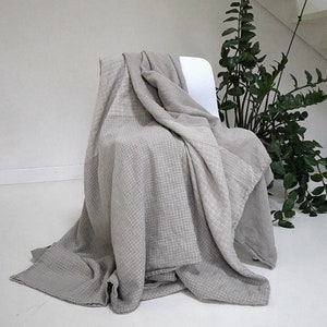 Natural Linen Bedspread. Natural Linen Blanket. Linen Coverlet. Sofa Throw. Bed Throw. Linen Bed Cover. Handmade Linen Bed Throw