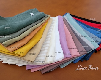 Handmade Linen Placemats: Stone Washed European Linen, Mitered Corners