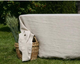 Natural Linen Tablecloth, Custom Size, Square, Round or Rectangular, Rustic Farmhouse Dining Table Cover. Wedding Table. Width up 92"/235cm