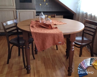 Linen table runner in cinnamon. Various color. Stone washed linen table runner. Table decor. Table top. Christmas, thanksgiving table linens