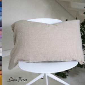 Linen Pillow Case in natural, white. Handmade, stone washed linen pillowcase with envelope closure  Standard, Queen, King, Euro Custom Sizes