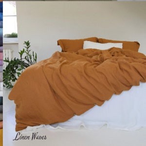 Linen Duvet Cover in cinnamon. Various color. Stonewashed, Softened Linen Duvet Cover. Organic Bedding. US Queen, King, Twin Custom Size