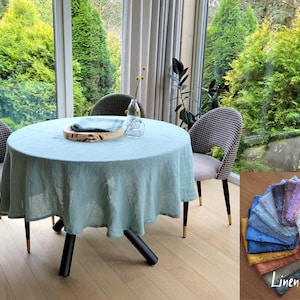 Seeglas Leinen Tischdecke. Rund, quadratisch, rechteckig. Verschiedene Farben zur Auswahl. Aufgeweichtes Leinen. Vintage Tischdecke. Breite bis 235 cm