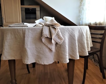Mantel de lino europeo lavado a la piedra, tamaño personalizado, redondo, cuadrado, rectangular, decoración rústica para bodas.
