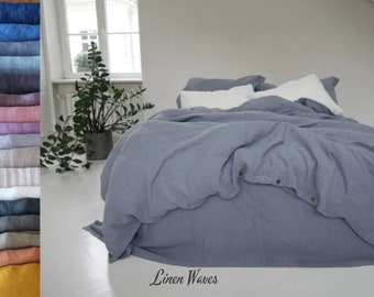 Linen Duvet Cover in dusty blue. Linen bedding in various color. Linen duvets. King, Queen, Twin, Double, Full size bed linens. Custom Size