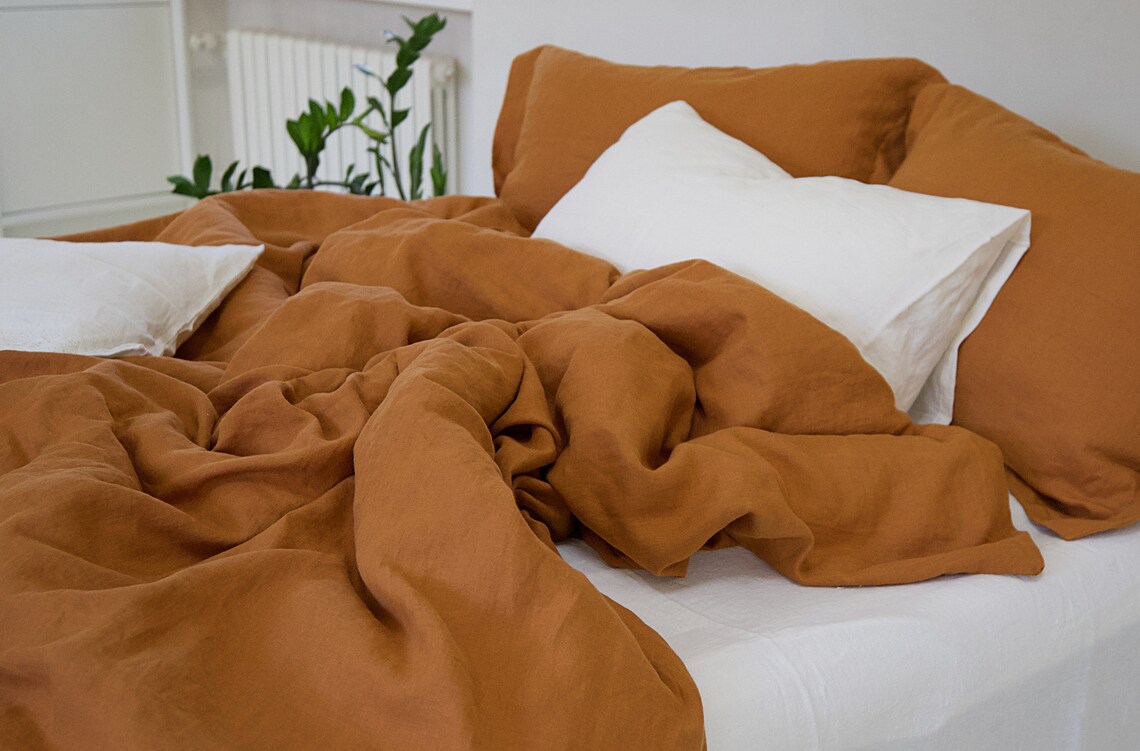 Linen Bedding Set in cinnamon. Various color. Duvet cover 2 Etsy