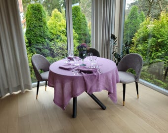 Lavender Linen Tablecloth: Stone Washed European Linen, Custom Size