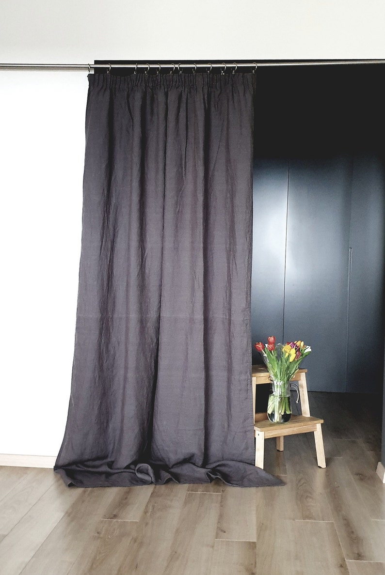 Cinnamon Linen Curtain Panel: Pencil Pleat Farmhouse Window Drape - Etsy