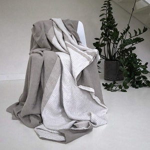Natural Linen Bedspread. Linen Blanket. Linen Coverlet. Sofa Throw. Linen Bed Cover. Couch Throw. Linen Bed Throw. 83x92&quot;/210x235cm Size